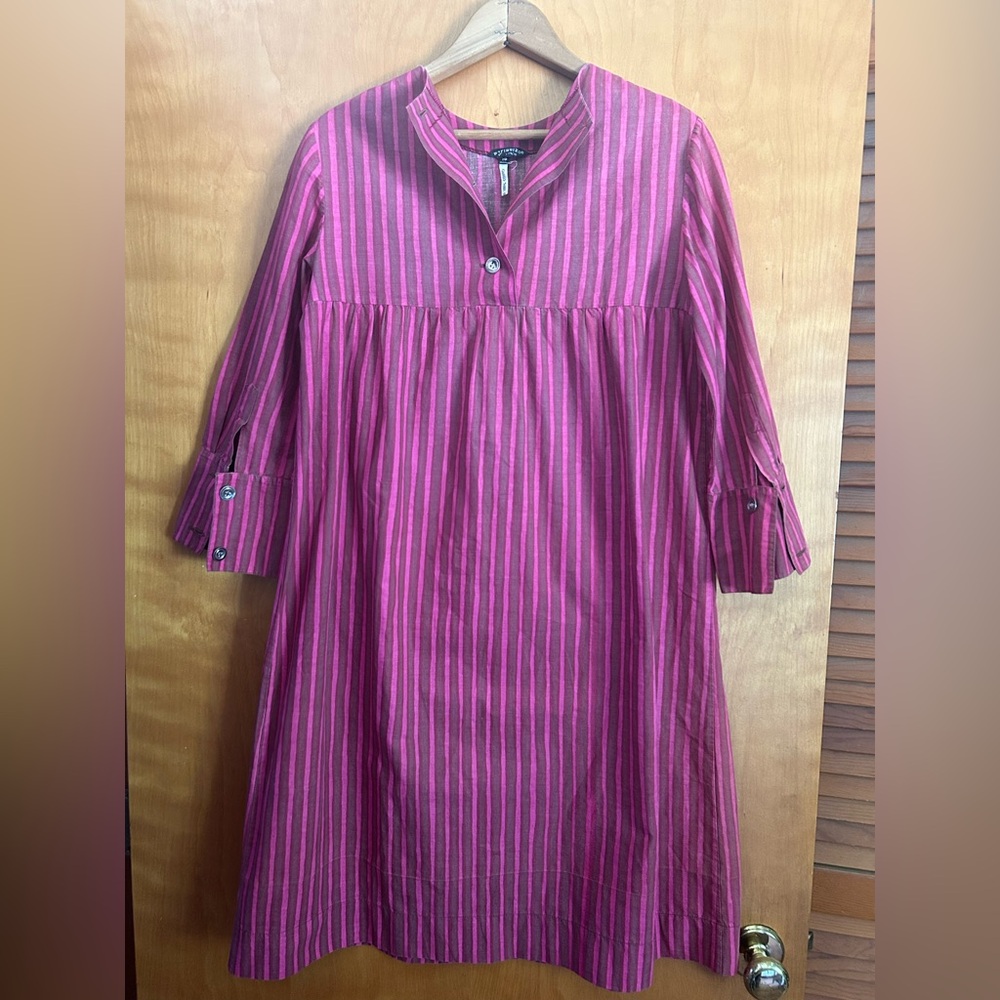 Marimekko vintage Purple Pink Casual Sundress with Mandarin Collar
